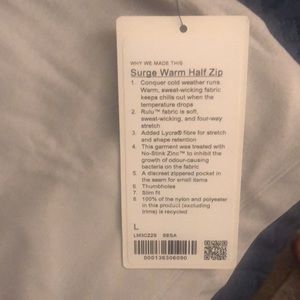 NWT Lululemon Surge Warm Half Zip L